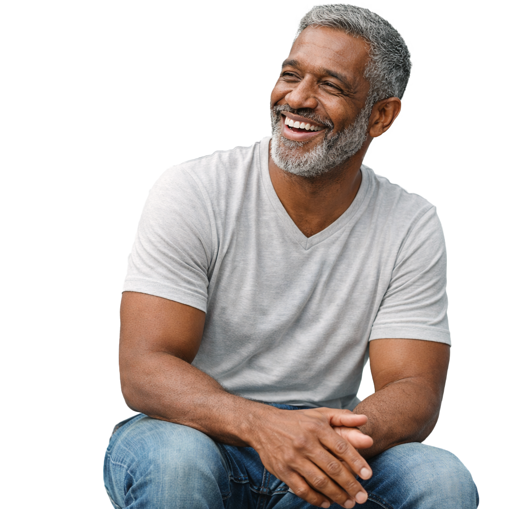 Smiling man preparing to begin a cognitive assessment at home